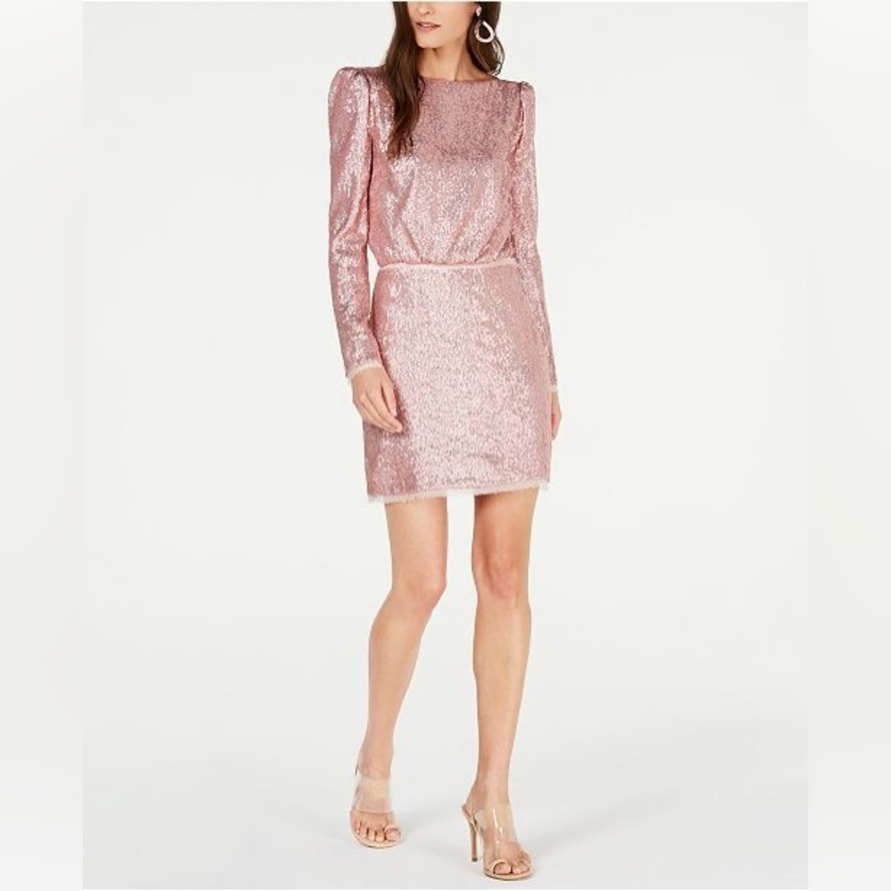 Rachel Zoe Cadence Long Sleeve Sequin Open Back Sequin Dress